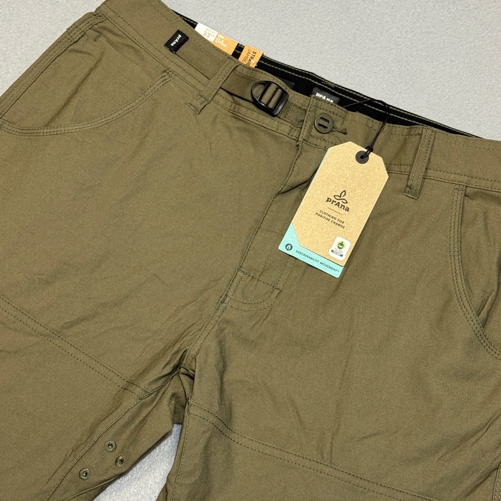PRANA Stretch Zion Pant II Mens 33x30 Slate Green Relaxed Fit Hiking Pants NWT